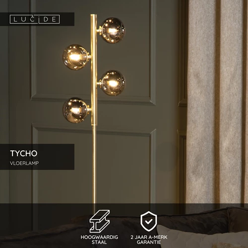 Lucide TYCHO - Vloerlamp - 4xG9 - Mat Goud / Messing - USP